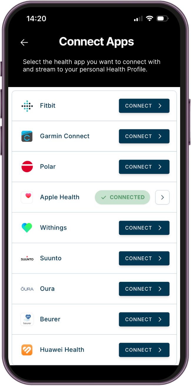 Connect screen