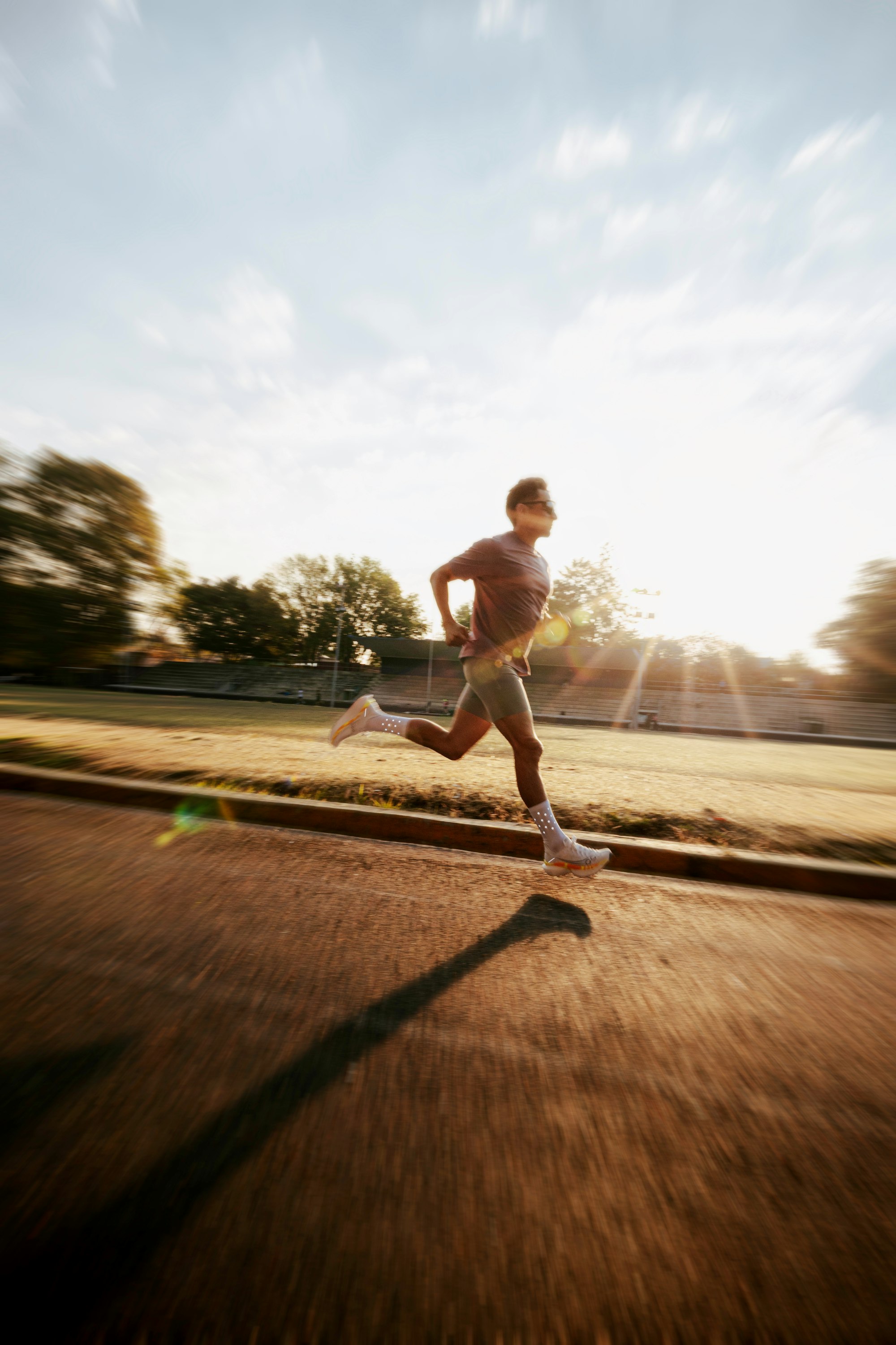 Someone running at sunset