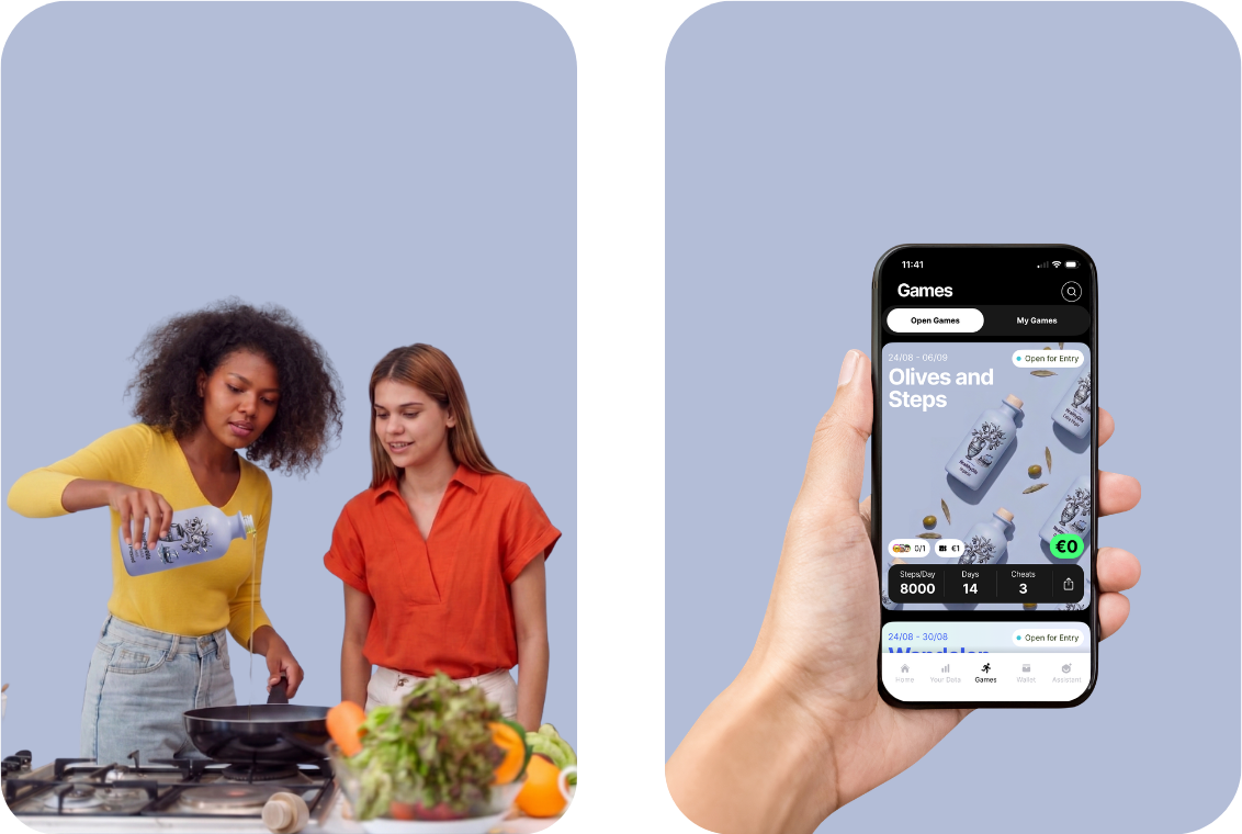 Olives and Steps challenge in the app